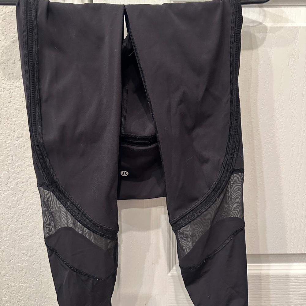 lululemon athletica Black Leggings with Mesh Detail